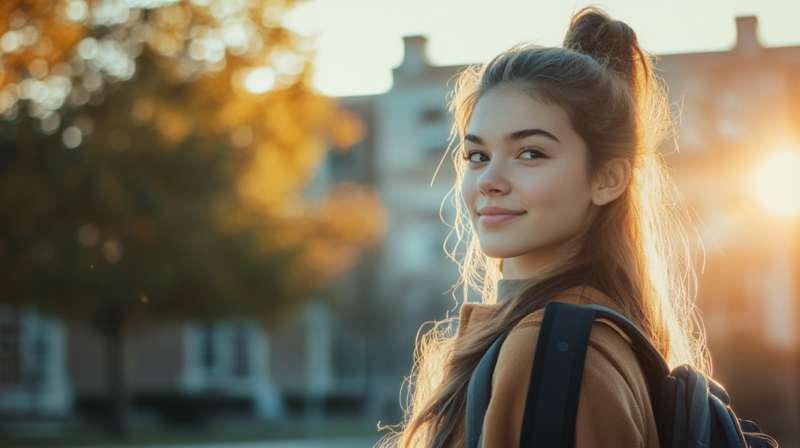  A Student Stands in Front of A French University