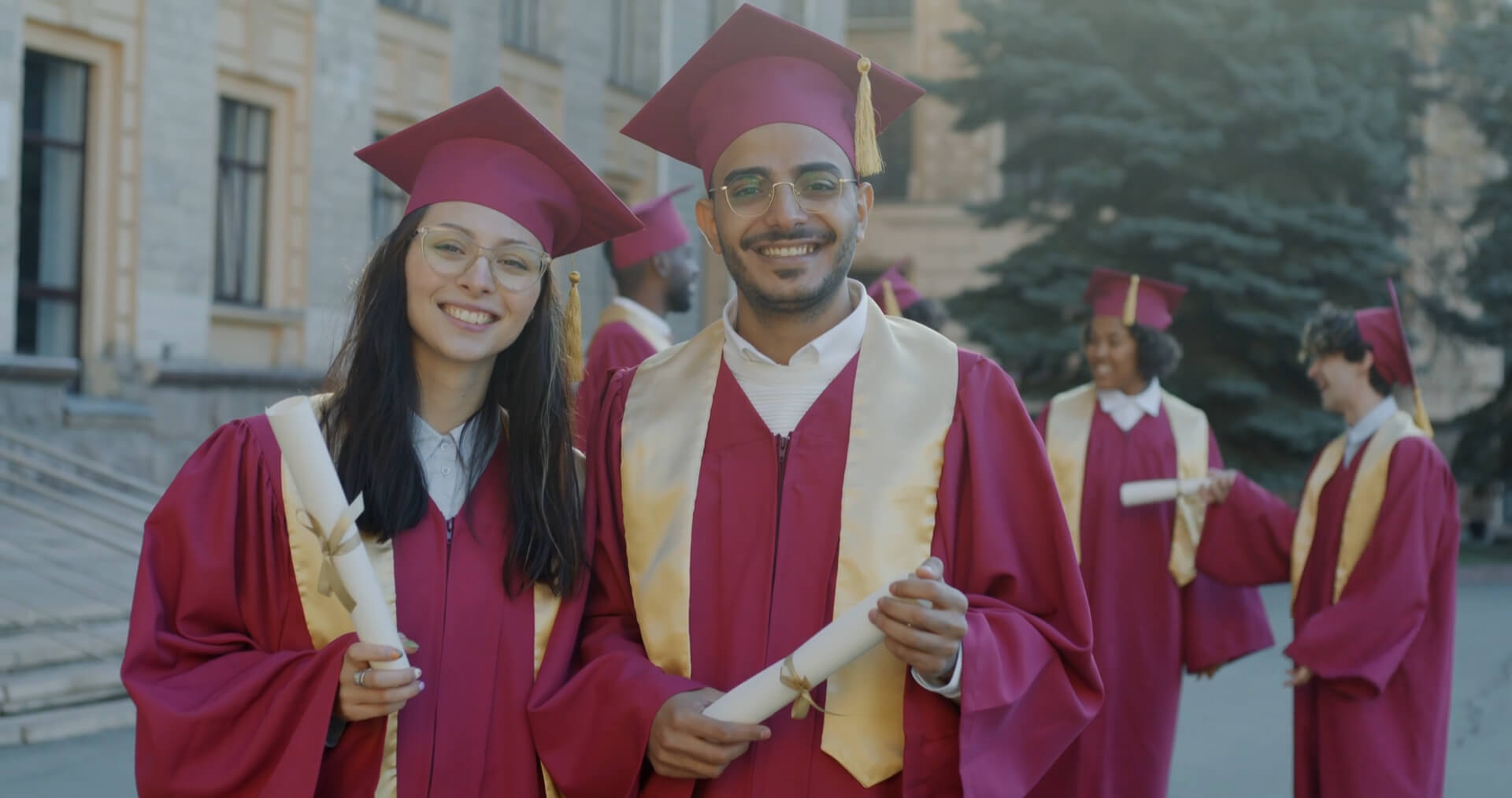 Students at the graduation ceremony after completing their studies