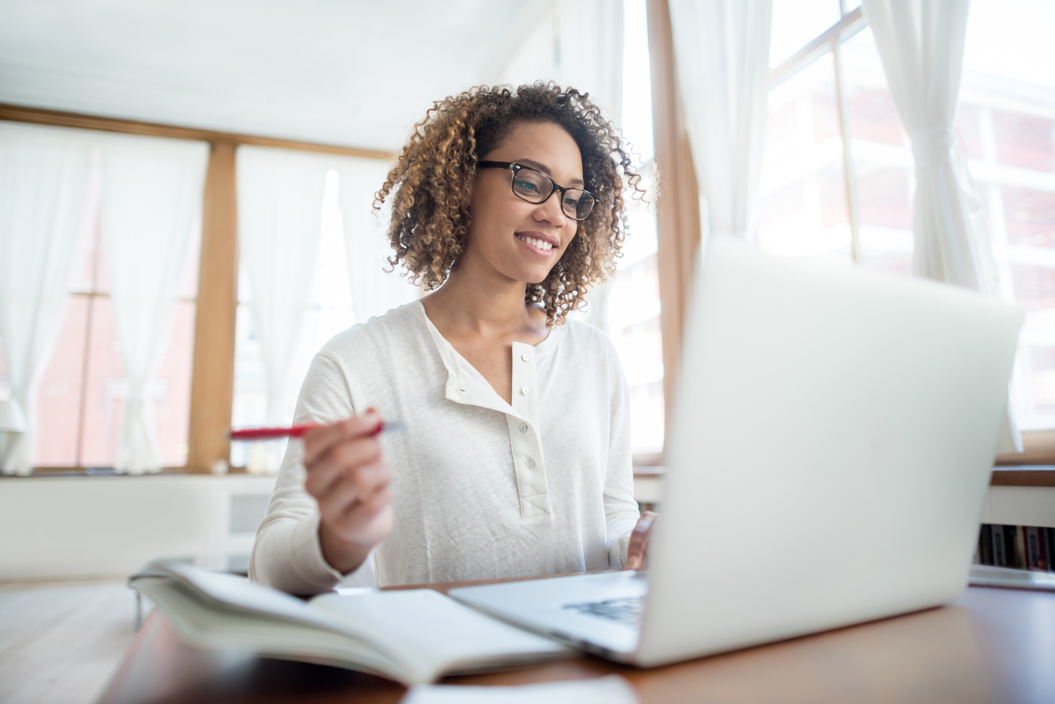 Woman Studying Online