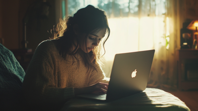 A Student Working on A Laptop, Exploring Side Jobs for Extra Income